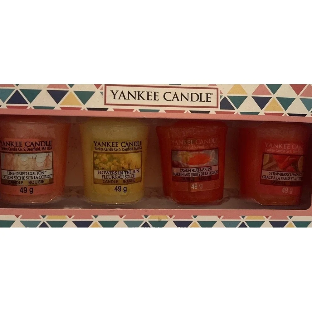 Vtg New‎ Yankee Candle Votive Sampler Summer Spring Fruit Floral 4 - 1.7 Oz each
